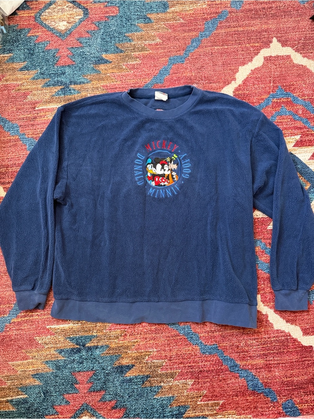 Vintage Disney Navy Blue Crewneck Sweater with Mickey & Minnie Graphic